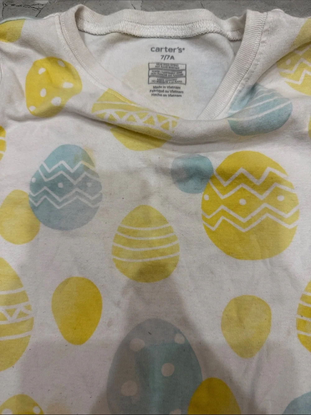 Carter's White Pajama Set with Yellow & Light Blue Egg Print